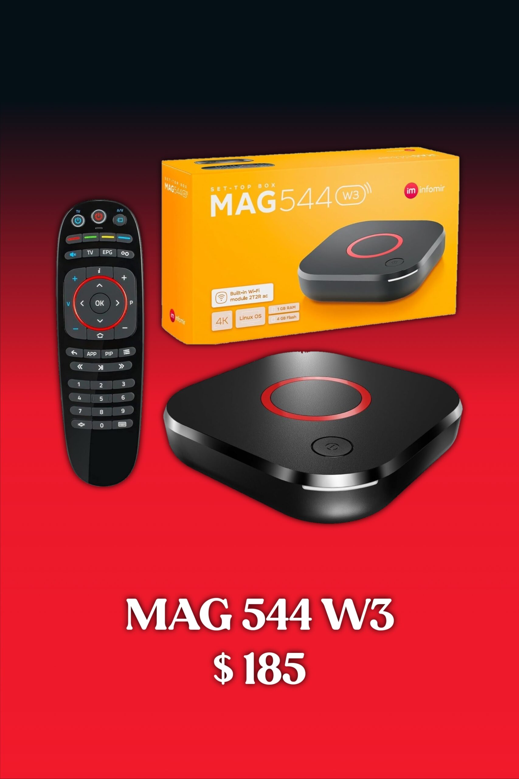 MAG 544 W3 IPTV box for IPTV Portugal subscription with 4K streaming support