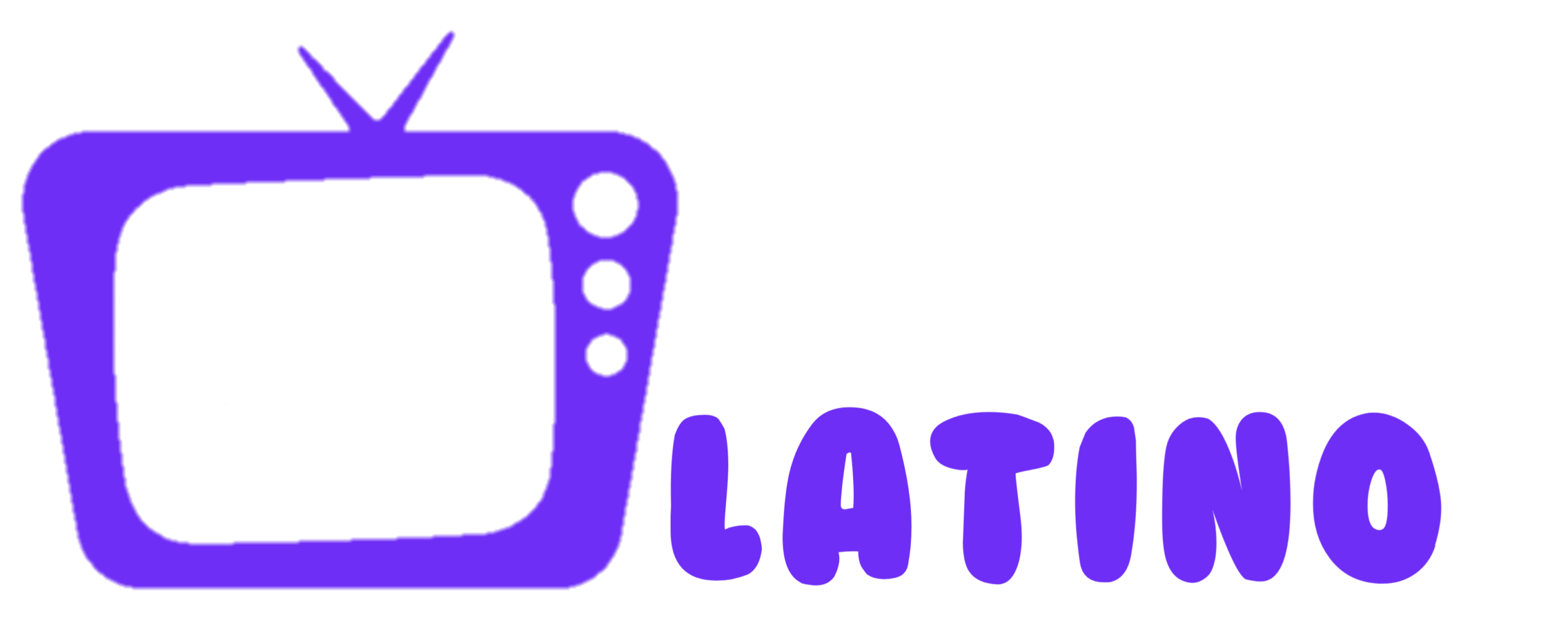A purple TV icon with a play button inside is next to the text IPTV LATINO, where IPTV is in white and LATINO is in bold purple letters.