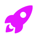 A simple, solid pink rocket icon with a rounded window, pointing diagonally upward to the right, represents IPTV Latino on a plain white background.
