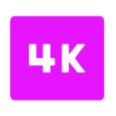 A bold white 4K appears centered on a bright pink rectangle with rounded corners, set against a white background—perfect for showcasing IPTV Latino streaming services.